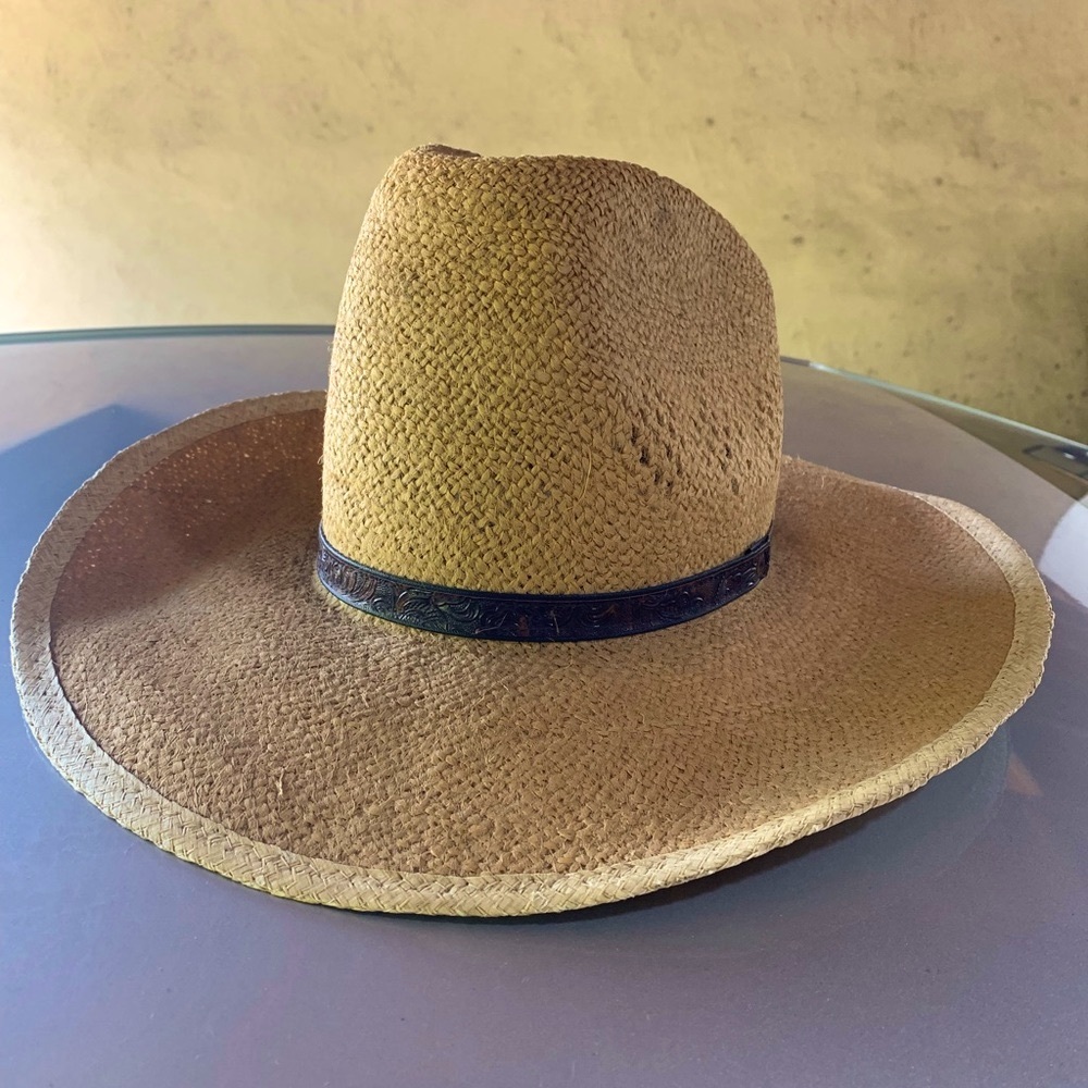 Vintage cowboy hat, leather strap, Keyston 7 1/4